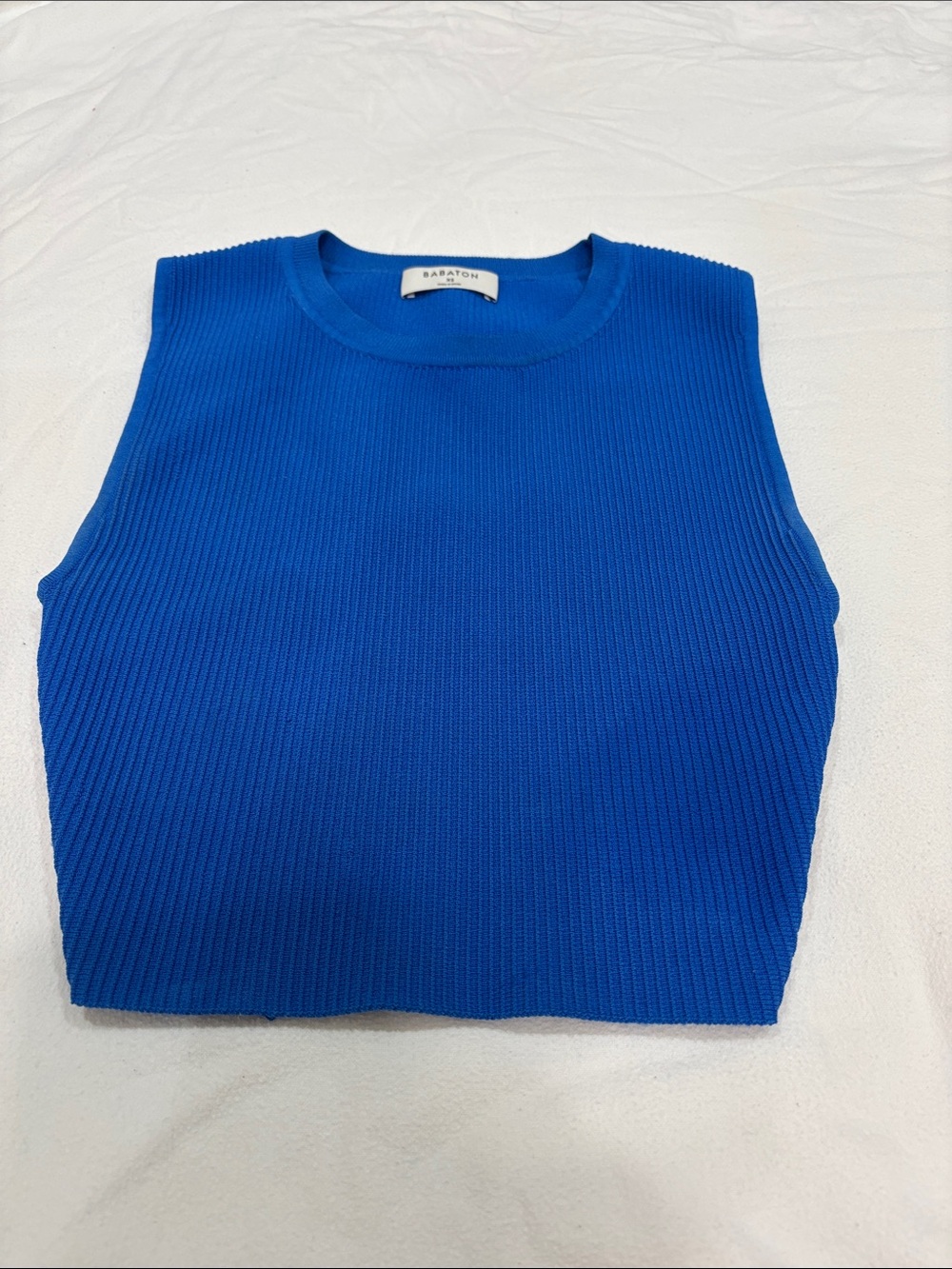 Babaton Cobalt Ribbed Sleeveless Crop Top